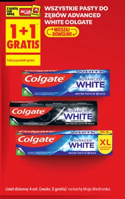 Pasty do zębów Advanced White Colgate promocja w Biedronka