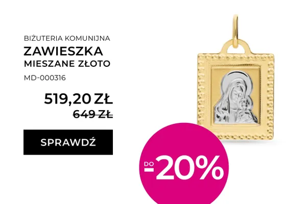 Zawieszka komunijna mieszane złoto promocja w Briju