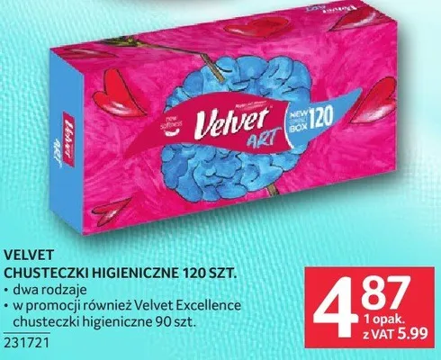 Chusteczki higieniczne Velvet 120 szt. promocja w Selgros