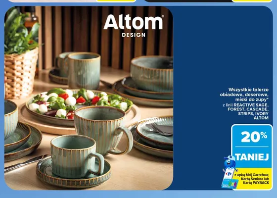 Talerze obiadowe, deserowe, miski do zupy z linii Reactive Sage, Forest, Cascade, Strips, Ivory Altom promocja w Carrefour