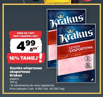 Szynka wieprzowa eksportowa Krakus promocja w Netto
