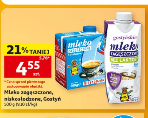 Mleko zagęszczone bez laktozy Gostyń promocja w Auchan