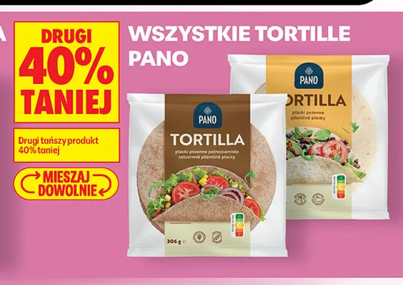 Tortilla placki pszenne pełnoziarniste Pano promocja w Biedronka