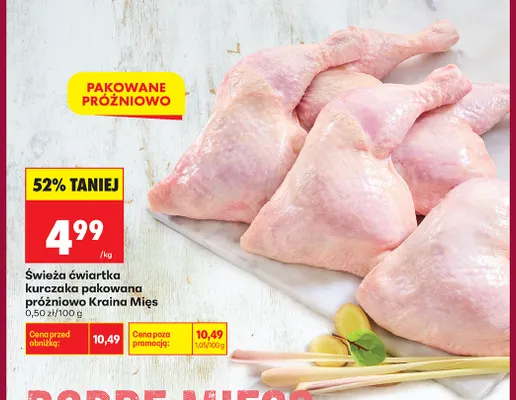 Świeża ćwiartka kurczaka pakowana próżniowo Kraina Mięs promocja w Biedronka