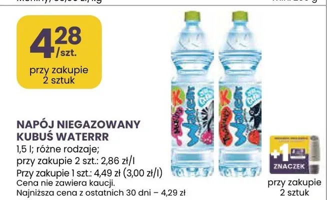 Napój niegazowany Kubuś Waterrr promocja w Stokrotka