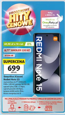 Smartfon Xiaomi Redmi Note 15 6,77" AMOLED 120Hz 8/256GB promocja w Auchan
