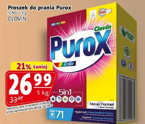 Proszek do prania Purox Color Clovin promocja w Prim Market