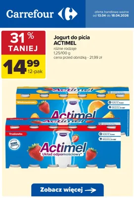 Jogurt do picia różne rodzaje promocja w Carrefour