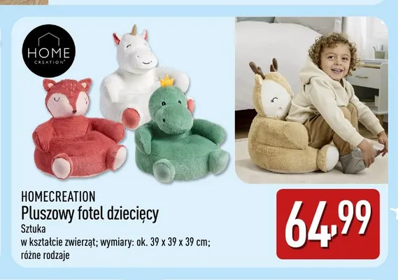 Pluszowy fotel dziecięcy Home Creation promocja w Aldi