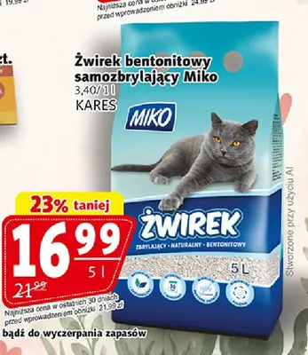 Żwirek bentonitowy samozbrylający Miko promocja w Prim Market