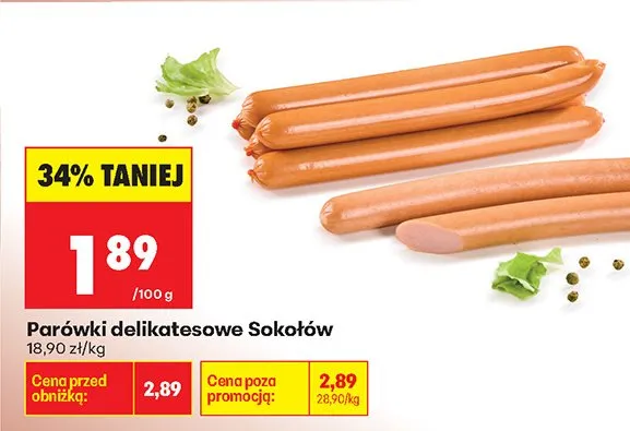 Parówki delikatesowe promocja w Biedronka