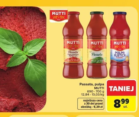 Passata pomidorowa Mutti z bazylią promocja w Carrefour Market