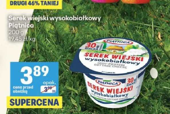 Serek wiejski wysokobiałkowy Piątnica promocja w Delikatesy Centrum