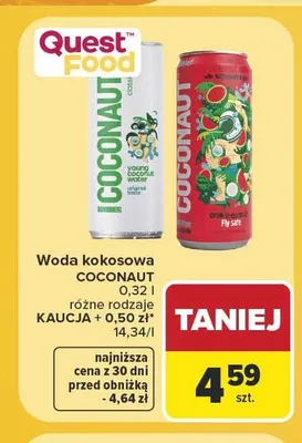 Woda kokosowa Coconaut promocja w Carrefour