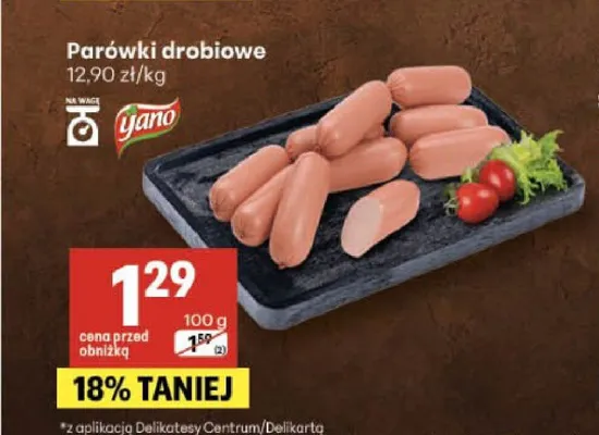 Parówki drobiowe promocja w Delikatesy Centrum