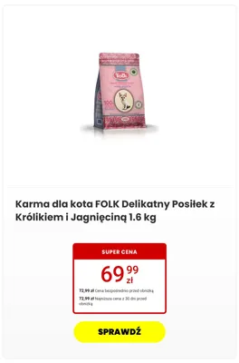 Karma dla kota FOLK Delikatny Posiłek z Królikiem i Jagnięciną promocja w Media Expert