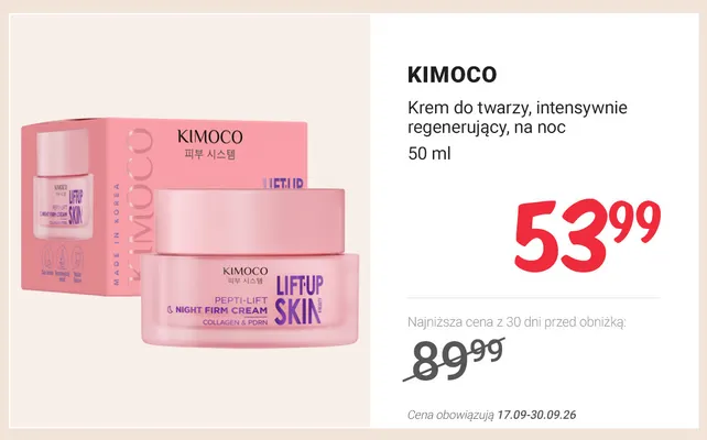 Krem do twarzy intensywnie regenerujący na noc Kimoco promocja w Rossmann