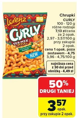 Chrupki Curly Tex Mex promocja w Carrefour Market