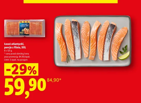 Łosoś atlantycki porcje z fileta XXL 8-pak promocja w Lidl