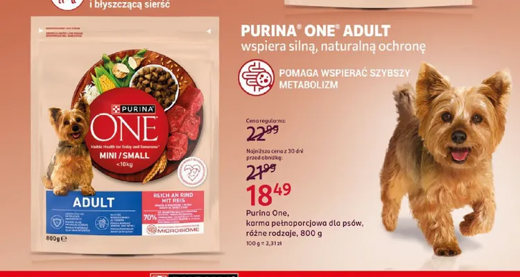 Karma pełnoporcjowa dla psów Purina One Adult promocja w Rossmann
