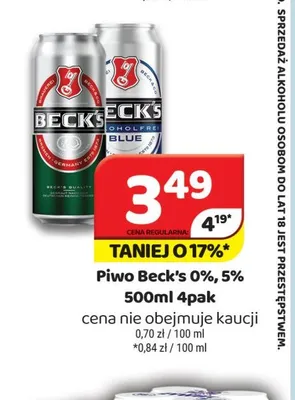Piwo bezalkoholowe Beck's 4-pak promocja w Delfin