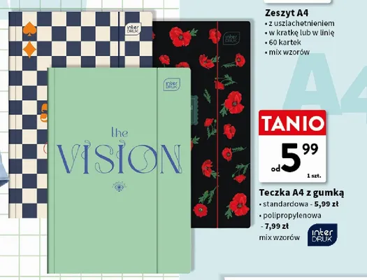 Teczka A4 z gumką polipropylenowa Interdruk promocja w Intermarche