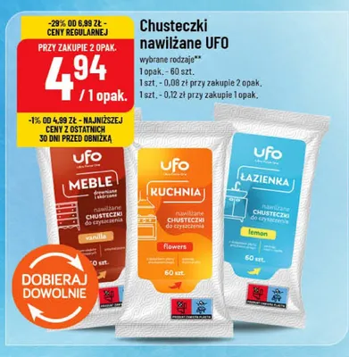 Chusteczki nawilżane do łazienki UFO promocja w POLOmarket