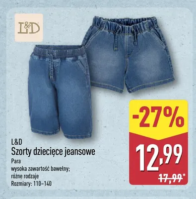 Szorty dziecięce jeansowe L & D promocja w Aldi