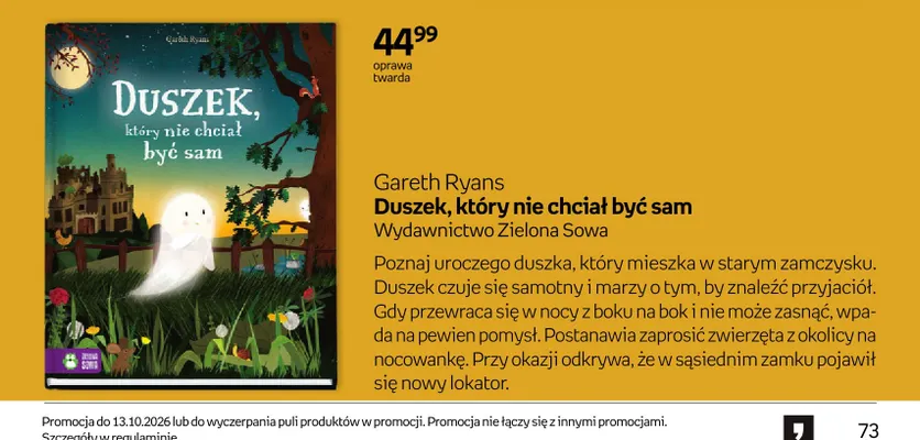 Książka Gareth Ryans Duszek, który nie chciał być sam Zielona Sowa promocja w Empik