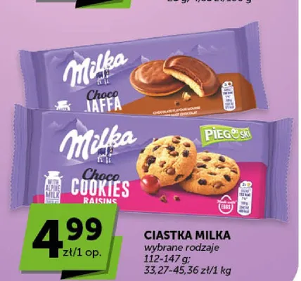 Ciastka Choco Cookies Raisins Pieguski Milka promocja w ABC