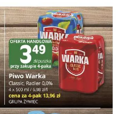 Piwo bezalkoholowe Warka Radler 4-pak promocja w Marketvita
