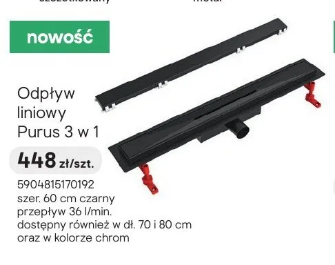 Odpływ liniowy Purus 3 w 1 promocja w Castorama