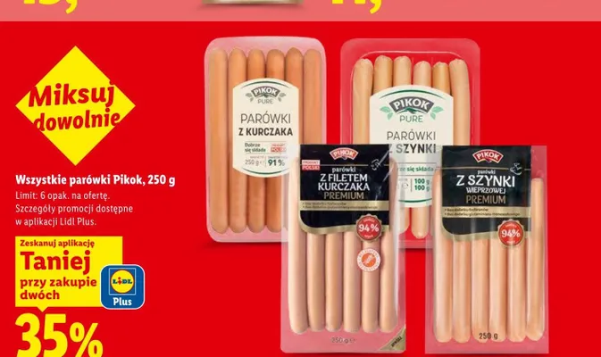 Parówki z filetem kurczaka Premium Pikok promocja w Lidl