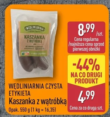 Kaszanka z wątróbką Wędliniarnia Czysta Etykieta promocja w Aldi