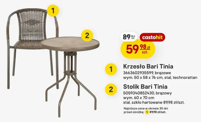 Stolik Bari Tinia promocja w Castorama