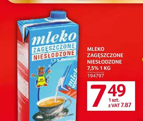 Mleko zagęszczone niesłodzone Gostyńskie 7,5% promocja w Selgros