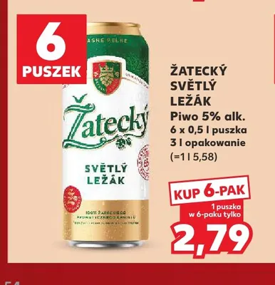 Piwo Žatecký Světlý Ležák 5% 6-pak promocja w Kaufland
