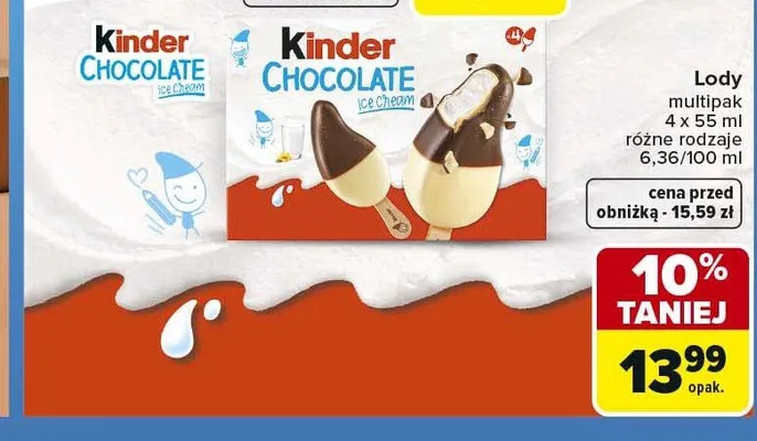 Lody multipak Kinder Chocolate promocja w Carrefour