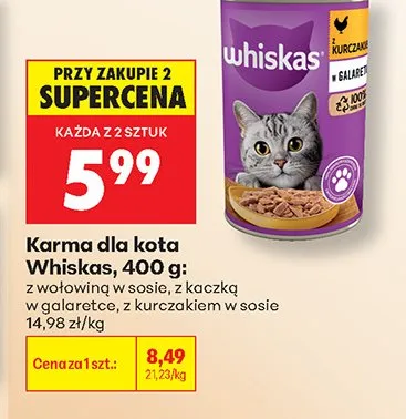 Karma dla kota Whiskas z kurczakiem w sosie promocja w Biedronka