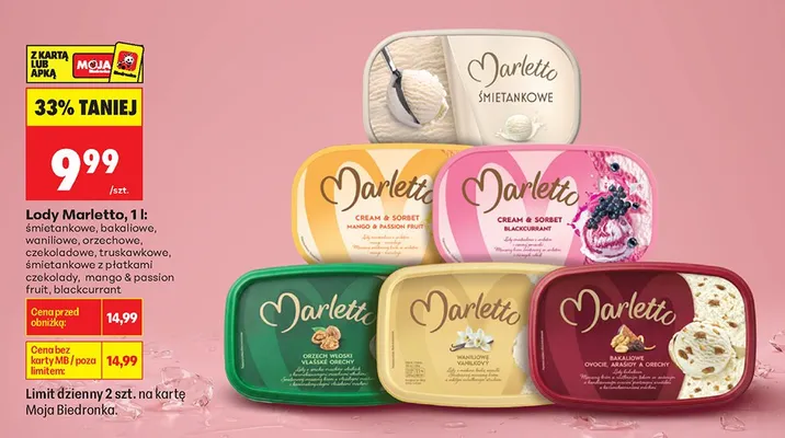 Lody orzechowe Marletto promocja w Biedronka