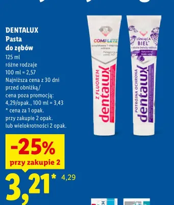Pasta do zębów Complete Dentalux promocja w Lidl