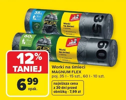 Worki na śmieci poj. 35 l - 15 szt., 60 l - 10 szt. promocja w Carrefour