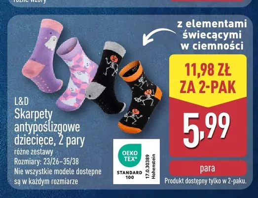 Skarpety antypoślizgowe dziecięce 2-pak L & D promocja w Aldi