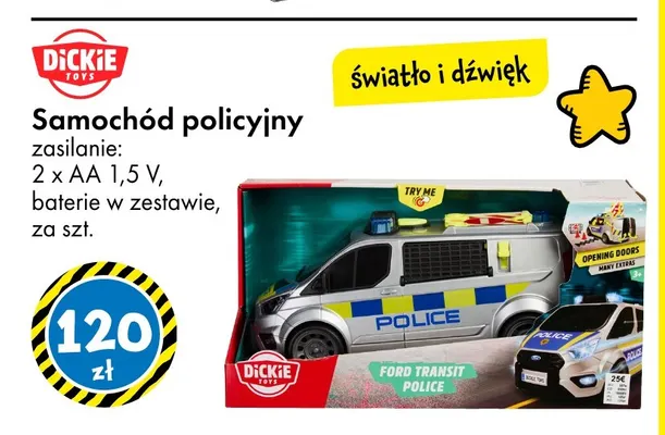 Samochód policyjny Dickie Toys promocja w Tedi