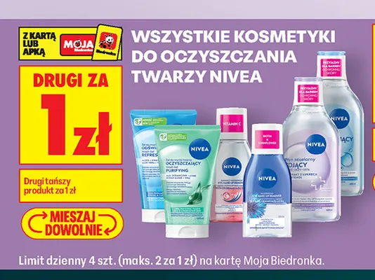 Kosmetyki do oczyszczania twarzy Nivea promocja w Biedronka