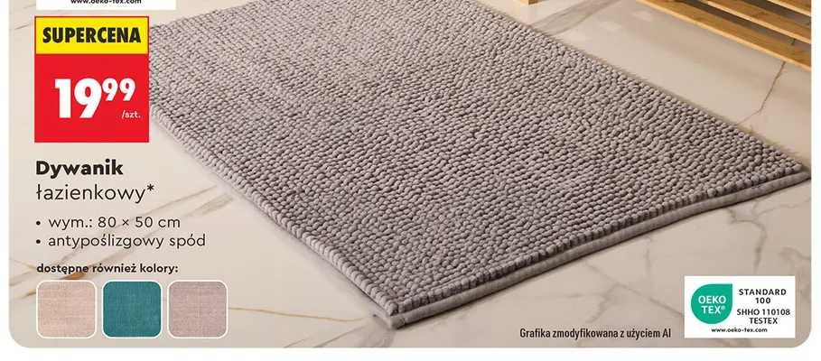 Dywanik łazienkowy Smukee 80x50 cm promocja w Biedronka
