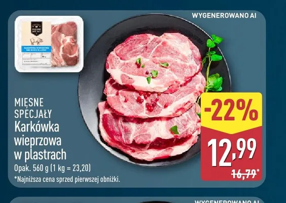 Karkówka wieprzowa w plastrach Mięsne Specjały promocja w Aldi