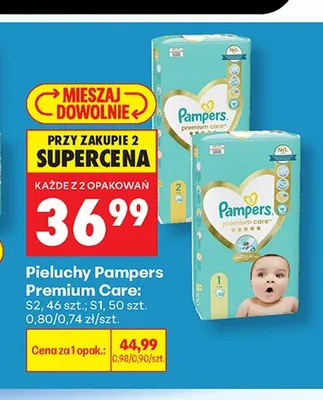 Pieluchy jednorazowe Pampers Premium Care S1 promocja w Biedronka