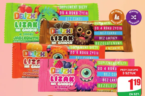 Lizak na gardło Delizki promocja w Dino
