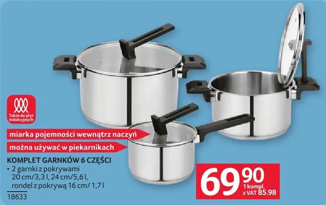 Komplet garnków 6 części promocja w Selgros
